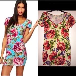 new bodycon dress floral dress mini dress cotton dress v neck tropical graphic